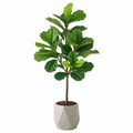 Plante artificielle Ficus lyrata 180 cm en polyester vert avec pot décoratif pour intérieur