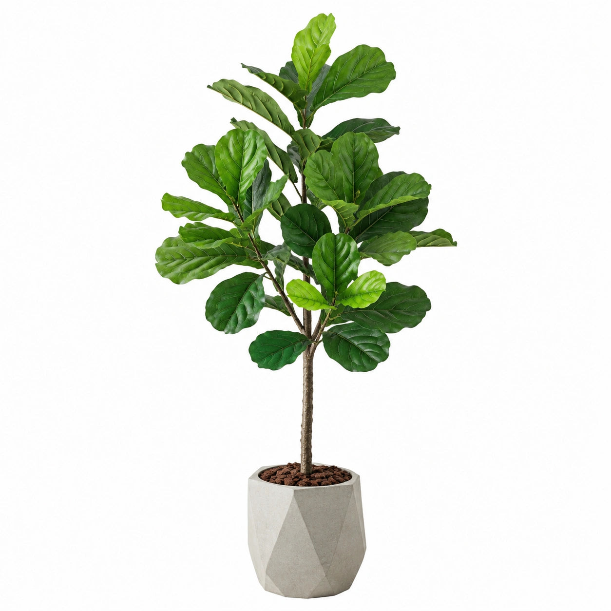 Plante artificielle Ficus lyrata 180 cm en polyester vert avec pot décoratif pour intérieur
