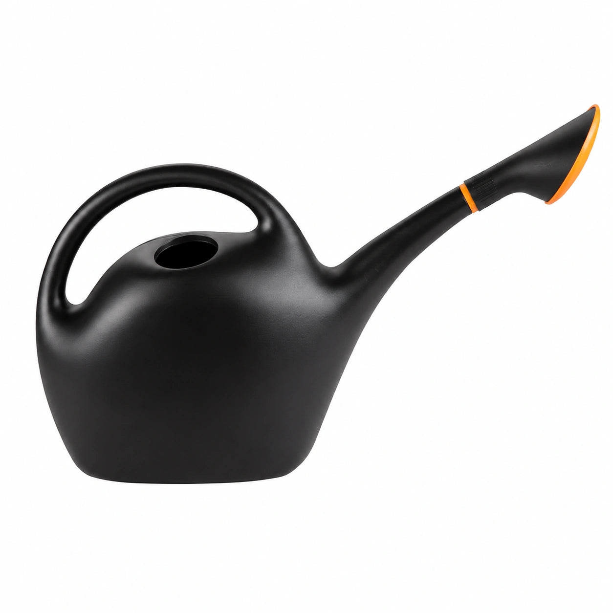 Arrosoir de jardin 2 L en plastique noir et orange avec pomme d'arrosage amovible