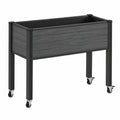 Jardinière surélevée 120 x 60 x 90 cm en acier noir à roulettes pour jardinage