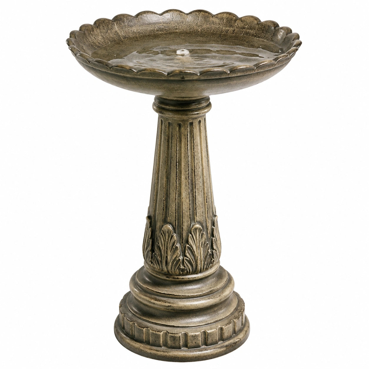 Bain d oiseaux sur pied 42 cm résine bronze style classique pour jardin