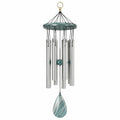 Carillon éolien 80 cm en aluminium argenté et résine vert bleu à suspendre