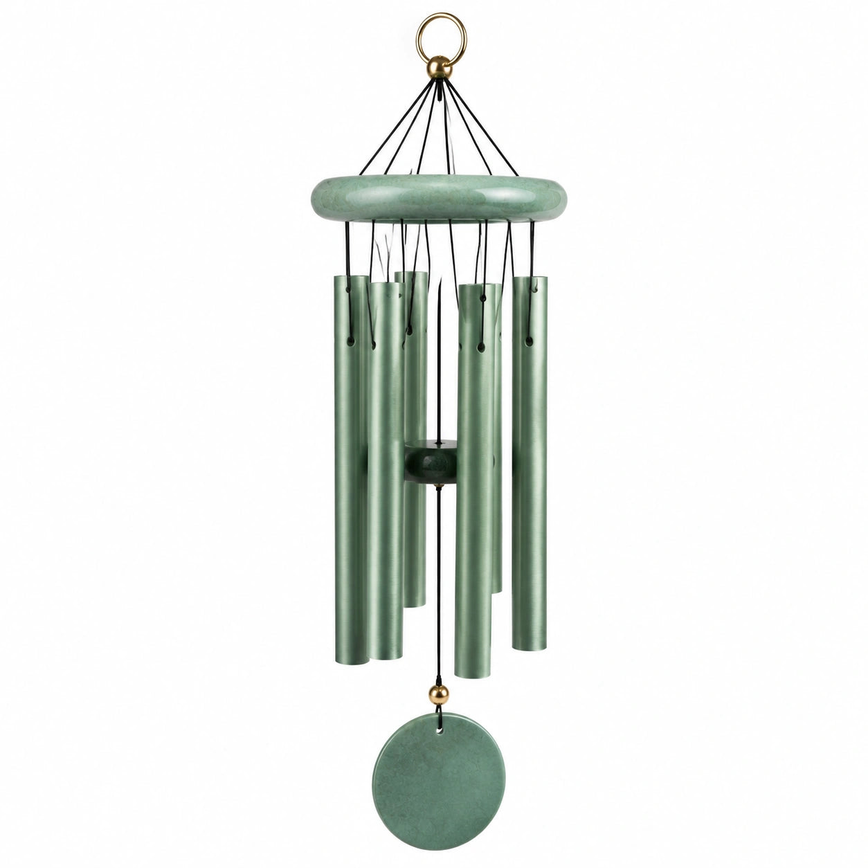 Carillon éolien 70 cm en aluminium vert pour décoration intérieure et extérieure