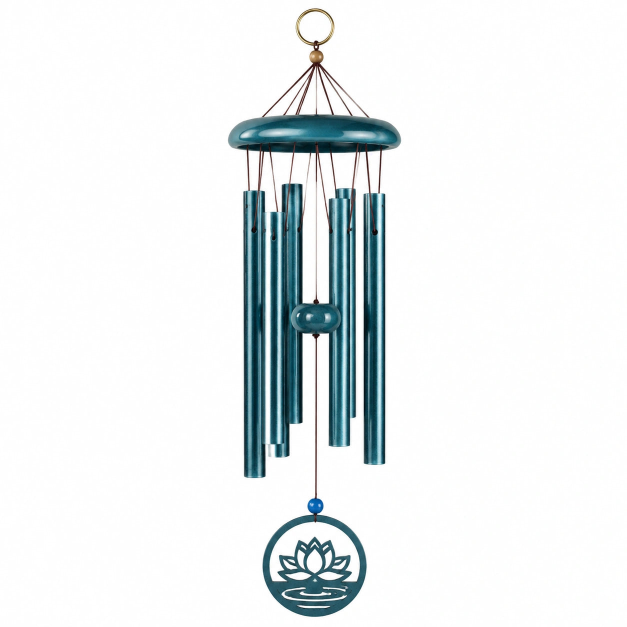 Carillon éolien en métal bleu vert 75 cm à suspendre pour jardin et intérieur