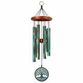 Carillon éolien suspendu 85 cm en métal et bois vert marron avec tubes sonores décoratifs