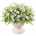 Plante fleurie artificielle 55 cm en tissu synthétique blanc vert avec pot en céramique décoratif