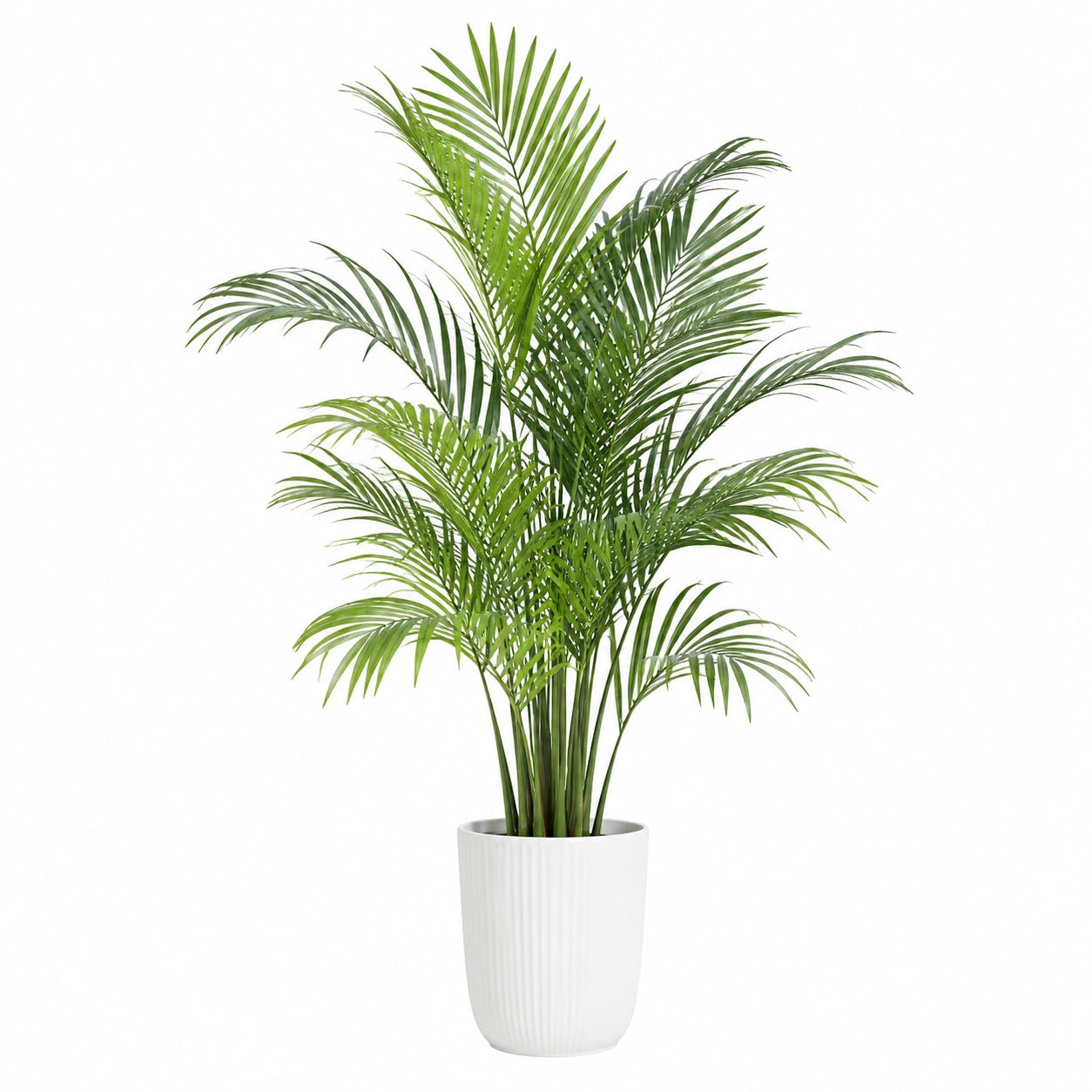 Plante artificielle palmier 150 cm en plastique vert avec pot blanc décoratif