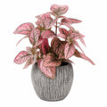Plante artificielle en pot 55 cm feuillage rose et vert pot en ciment décoration intérieure